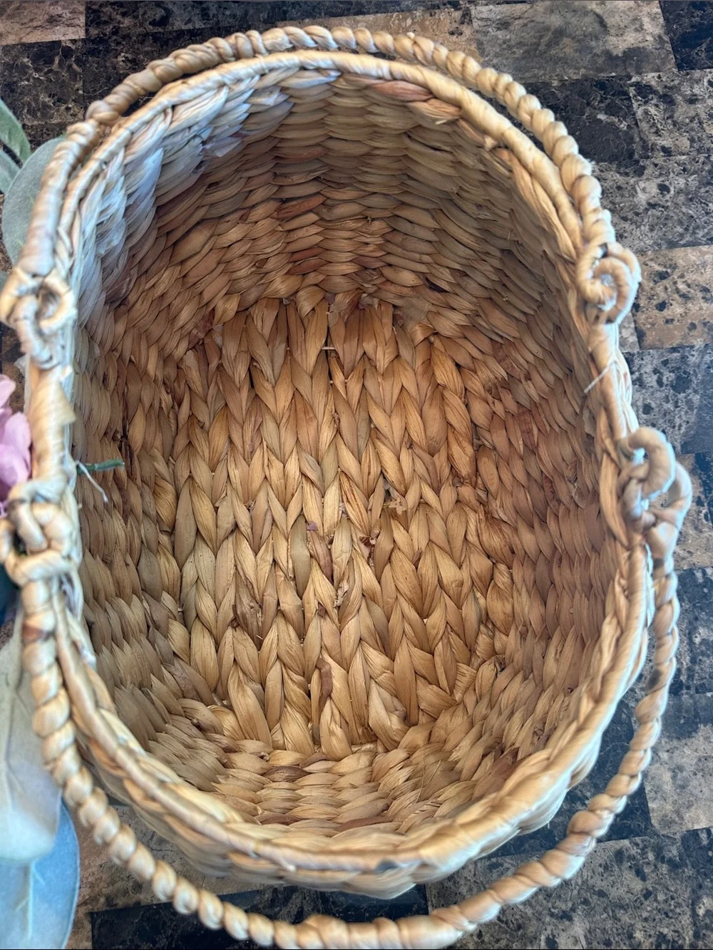 Woven Basket with Floral Accent